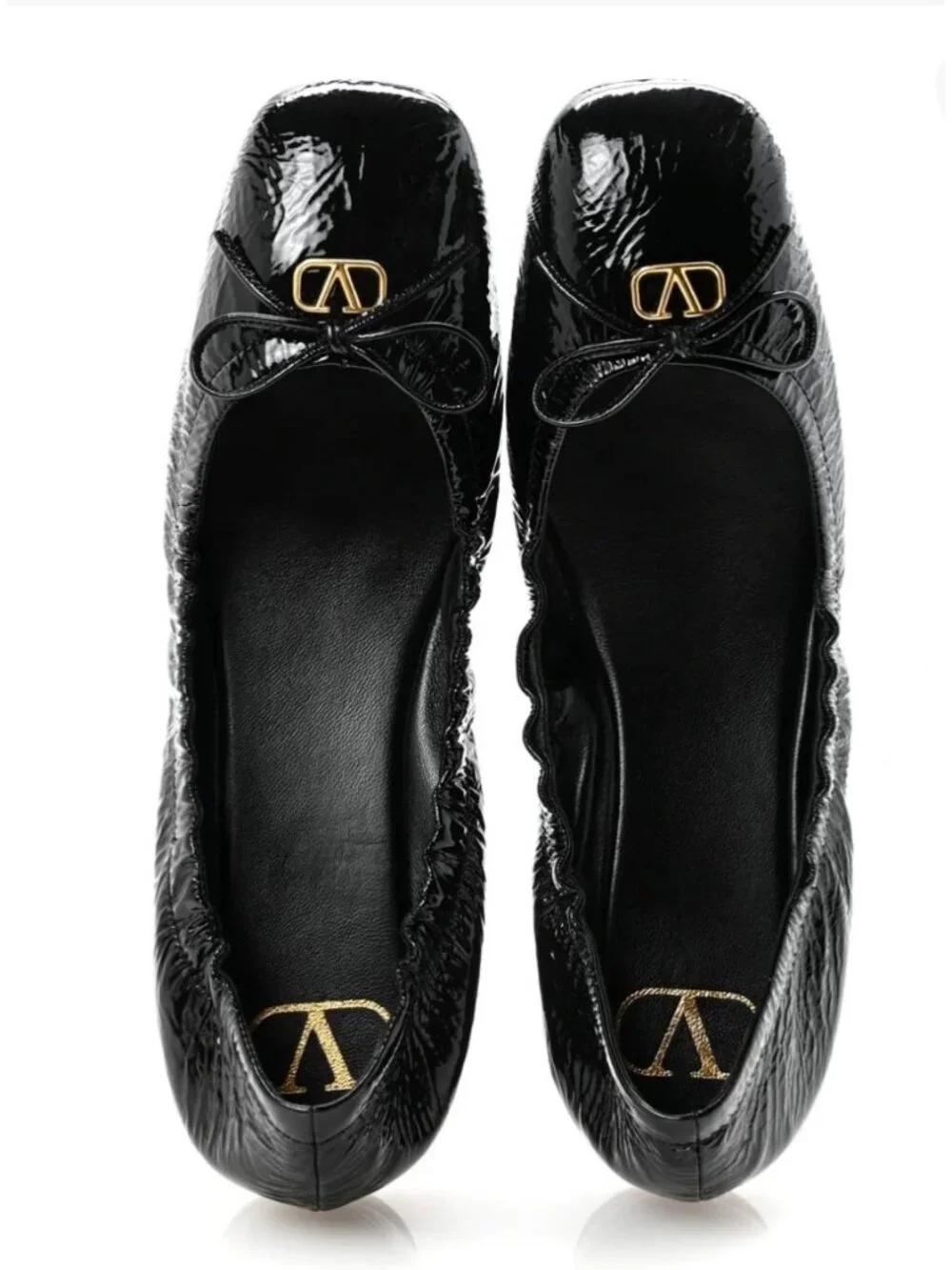 VALENTINO GARAVANI Naplack Nappa Vlogo Bow Mary Jane Ballerina Flats SIZE 40